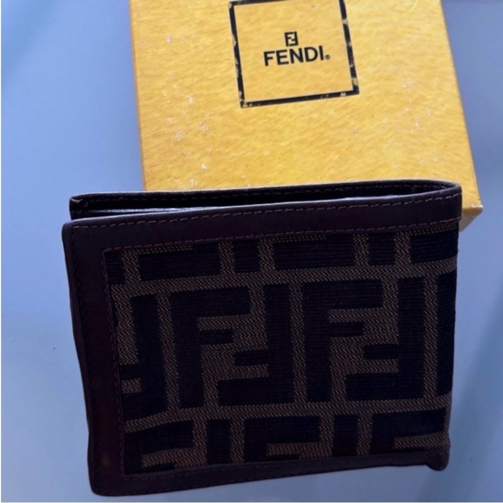Fendi Black and Brown FF Logo Wallet